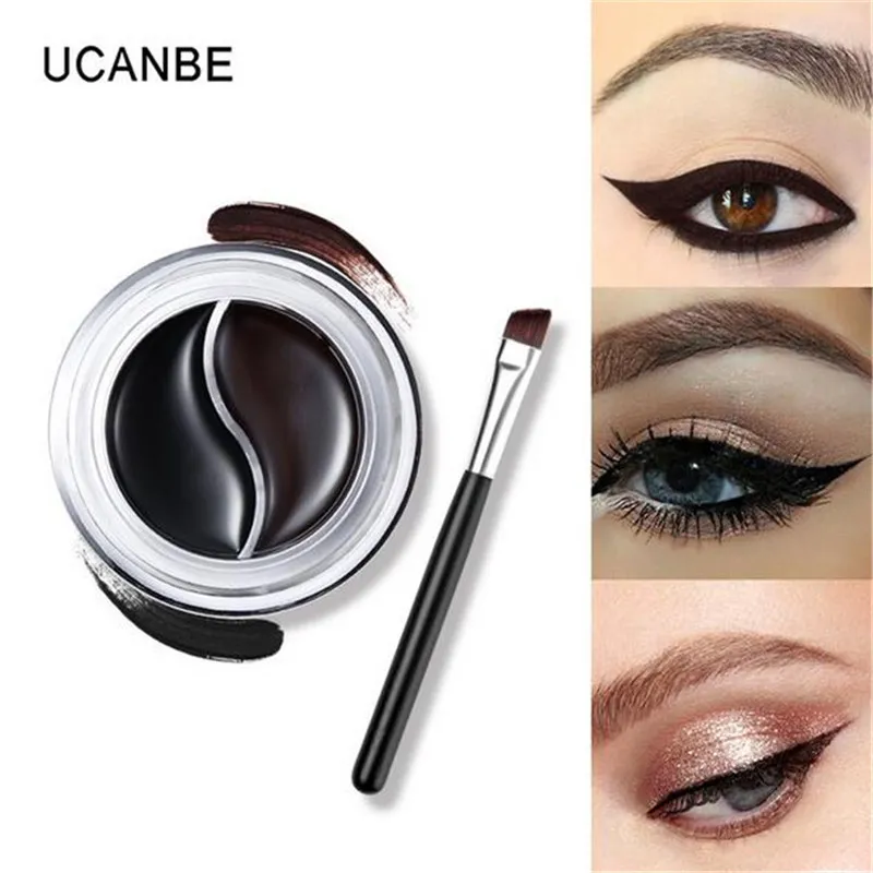 UCANBE Brand Gel Eyeliner Double Color Makeup Palette Shimmer Matte Waterproof Eye Liner With Brush DHL 