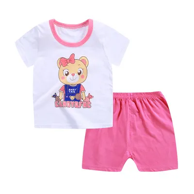 Summer 5 Designs Cute Girls krótko-rękawowe Carton Cotton T-shirt +szorty garnitury dziecięce T-shirt Baby Baby Suits Ubranie dla dzieci