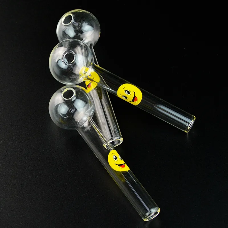 Cheapest Pyrex Glass Oil Burner Pipe Clear Glass With Smile Logo Great Tube Glass Pipe Oil Nail Pipe SW15