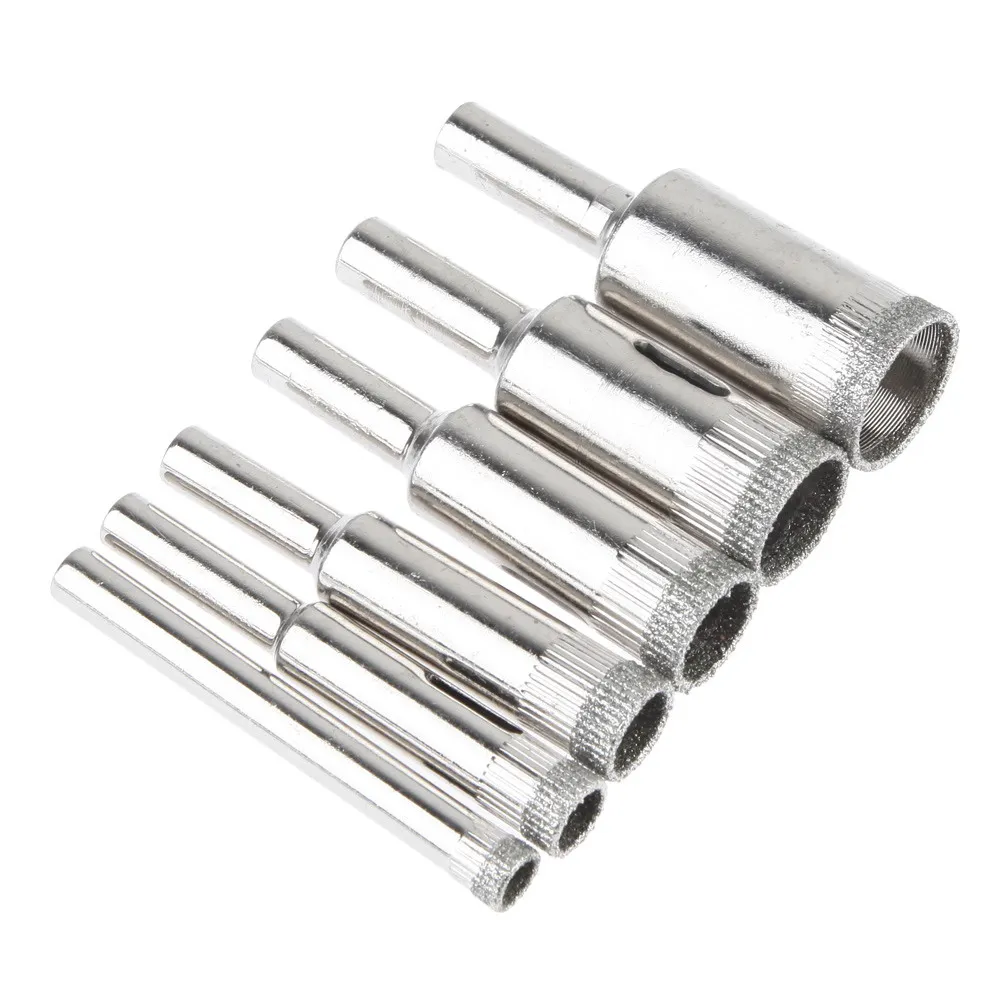 10pcs Diamond Tile Cutter 6mm to 30mm Diamond Coated Hole Saw Drill Bit for Glass Granite Marble