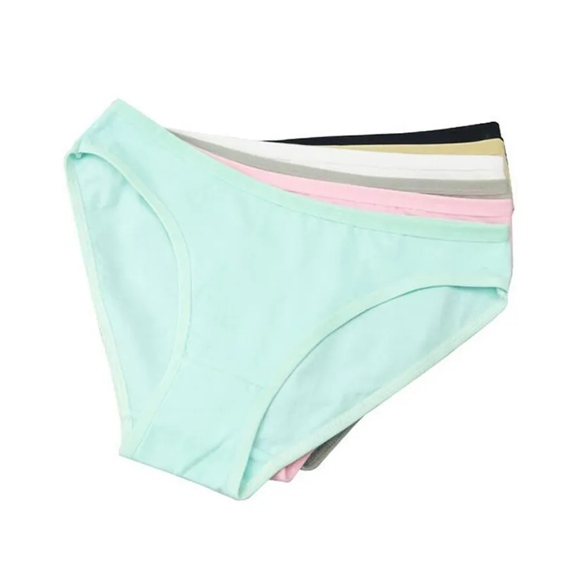 New Arrival 2018 Good Quality Women's Underwear Solid Color Cotton Cute Brief Panties