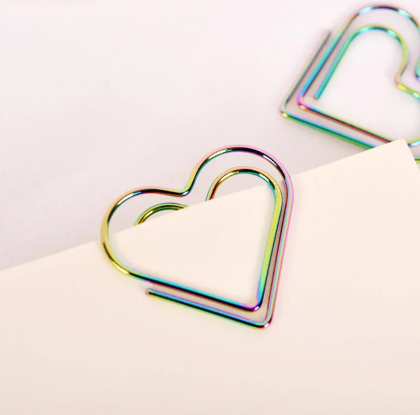 60 pièces 5 boîtes coloré coeur signet trombone bureau papeterie pour mariage bébé douche fête anniversaire faveur cadeau Souvenirs