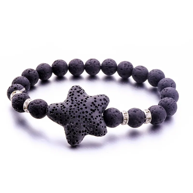 11 couleurs 25mm étoile de mer 8mm noir pierre de lave Bracelet bricolage parfum huile essentielle diffuseur Bracelet pour femmes hommes