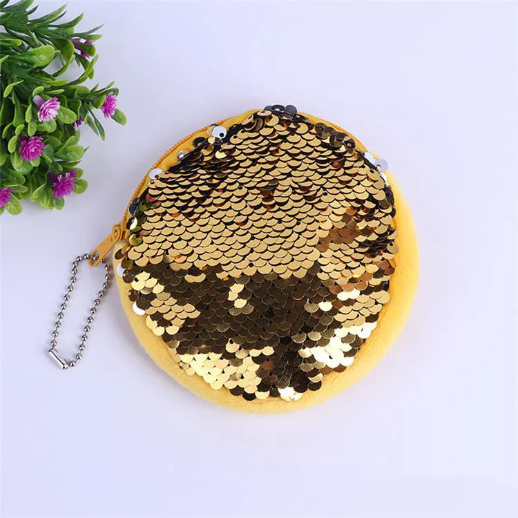 Hot Sale Double Sided Mermaid Sequins Small Purse Personlighet Cirkulär Noll Plånbok Bling Coin Purse