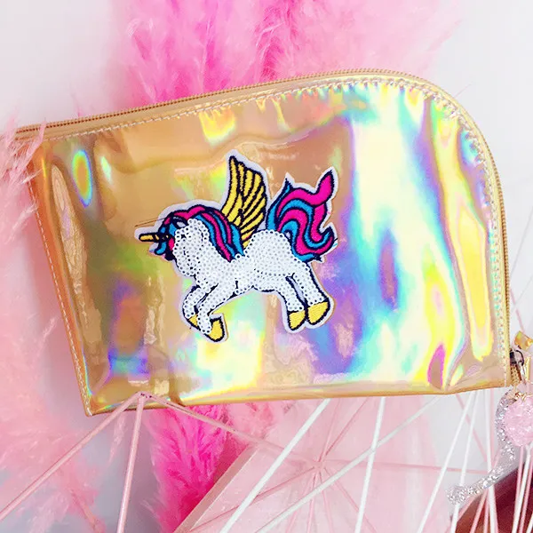 haute qualité laser couleur paillettes porte-monnaie dessin animé mignon licorne animaux zéro portefeuille belle pièce sac