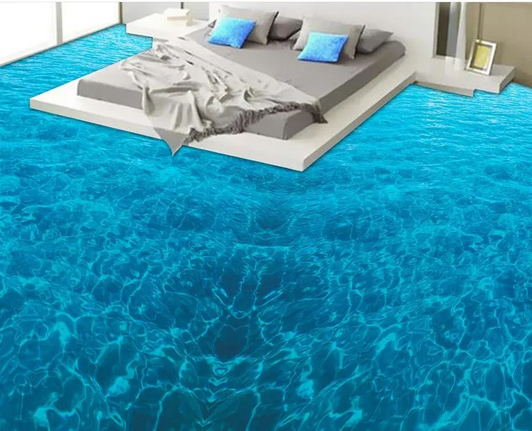 PCV Vinyl Flooring Łazienka Ocean Toaleta Łazienka Malarstwo PVC Tapeta