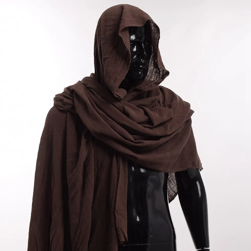 Vintage Post Apocalyptique shaman elven ranger médiéval châle hommes coton brun Wrap écharpe Cape