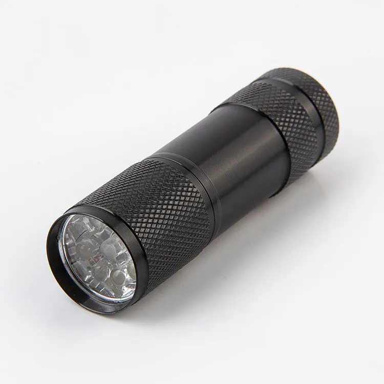 Lanterna de alumínio 9LED UV Ultra Violeta Mini lanterna portátil tocha lâmpada prata 7320457
