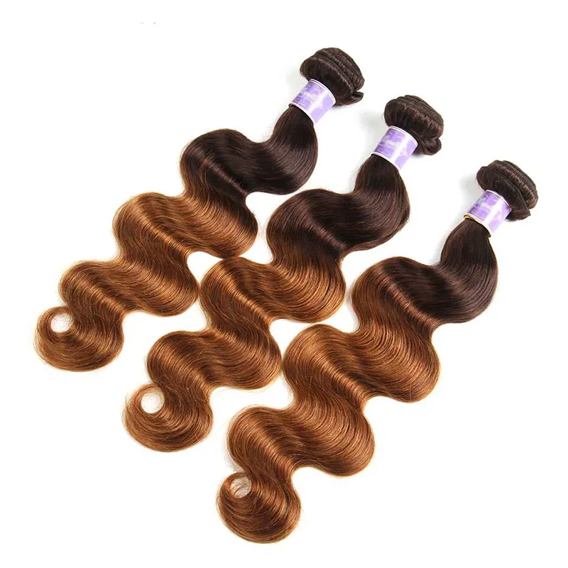 Ombre Hair 3 Bundles With 4x4 Lace Closure Body Wave 4/30 ombre Brazilian Human Hair Weave Bundles With Closure Cheap Wholesale Price