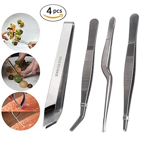 4 Pcs Craft Tweezers Stainless Steel Precision Tweezer Set for