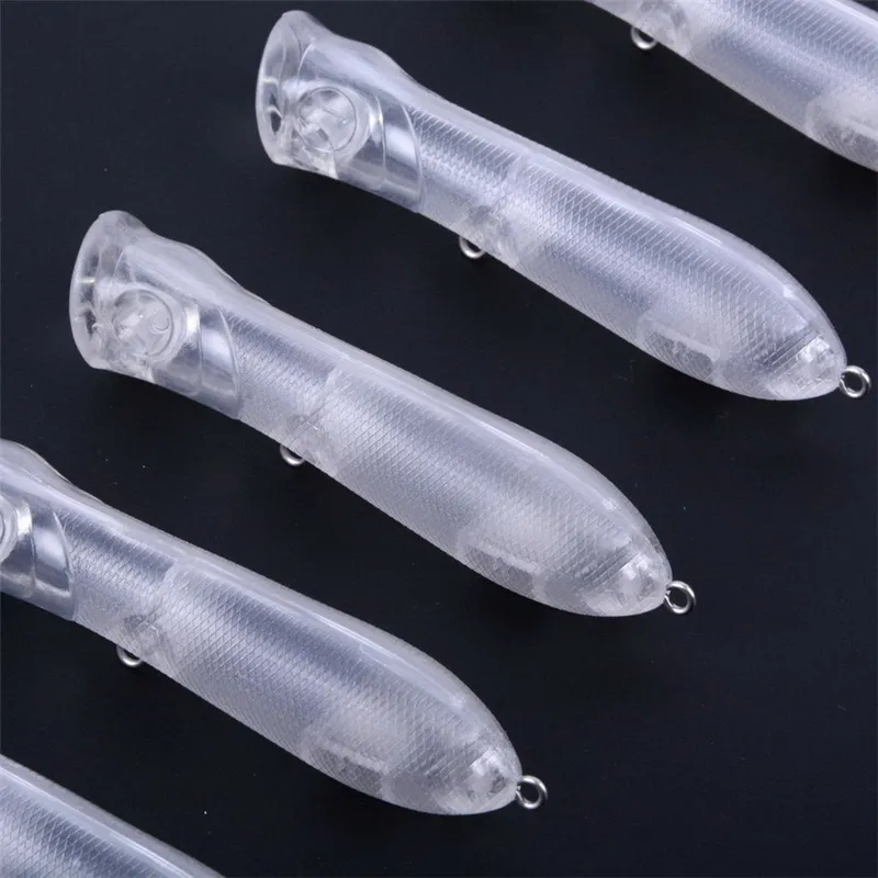 ABS plástico em branco em branco transparente Body Bait Unpainted Embryo Lure 8.2cm 10G DIY Cor Topwater Mergulho Popper Swimbaits Acessórios