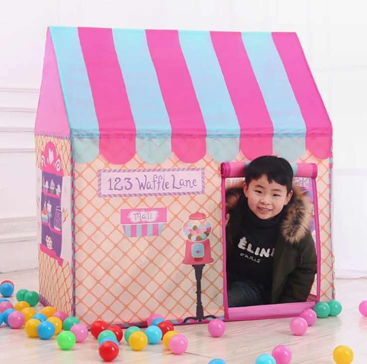 خيام الأطفال المحمولة خيمة خيمة DIY Playhouse فتاة قابلة للطي القلعة الأميرة خيام خارجية داخلية للأطفال الأطفال متجر الخبز