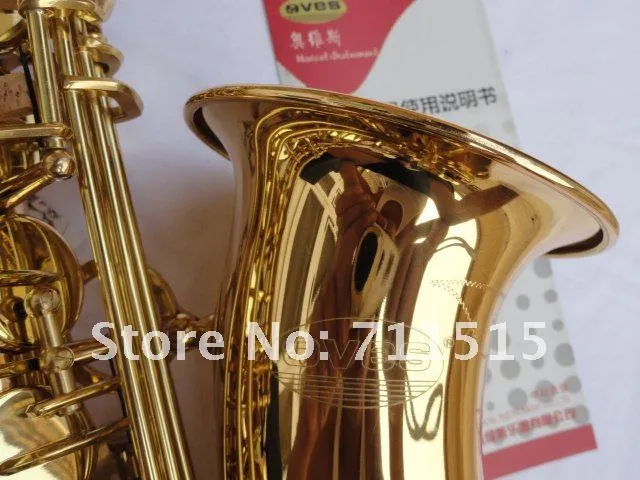 Oves Marca Qualidade Alto Eb Tune Saxofone Jazz Estilo banhado a ouro Superfície E Plano saxofone Musical Instruments com caso e Bocal