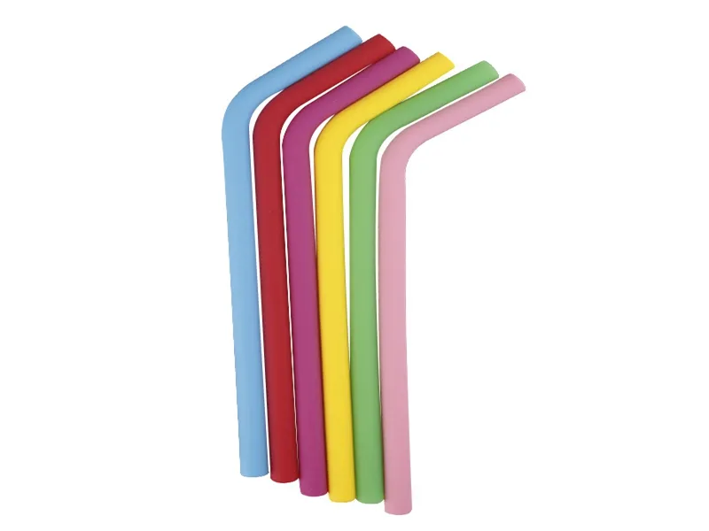 100pcs / lot 230 * 10mm Красочный многоразовый пить Straw Straight Bend Silicon Straws для домашних вечеринок