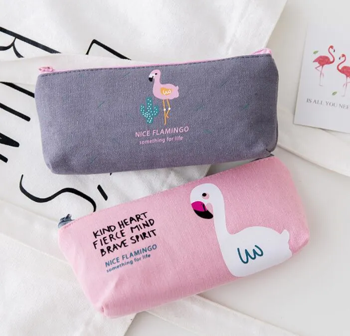 Pen Box Pens bonito flamingo estojo Cosmetic Makeup Bag Bolsa de armazenamento Estudantes Stocking Filler presente Bolsa Escola