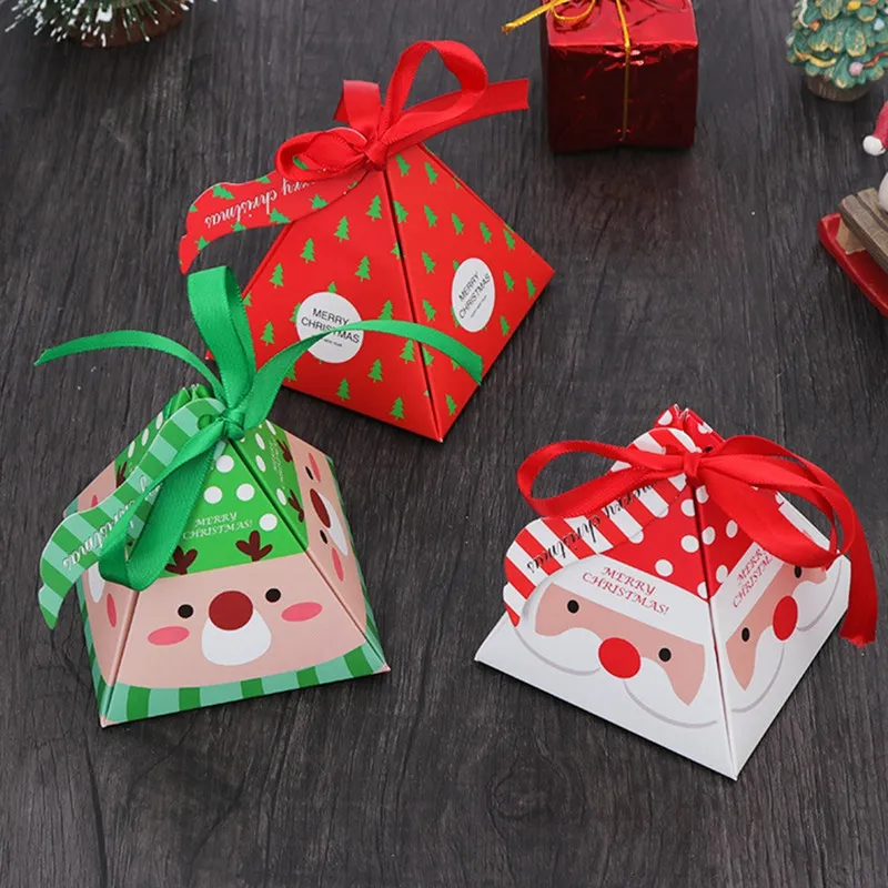 Merry Christmas Candy Box Bag Christmas Tree Gift Box With Bells Paper Gift Bag Container Supplies Navidad Freeshipping