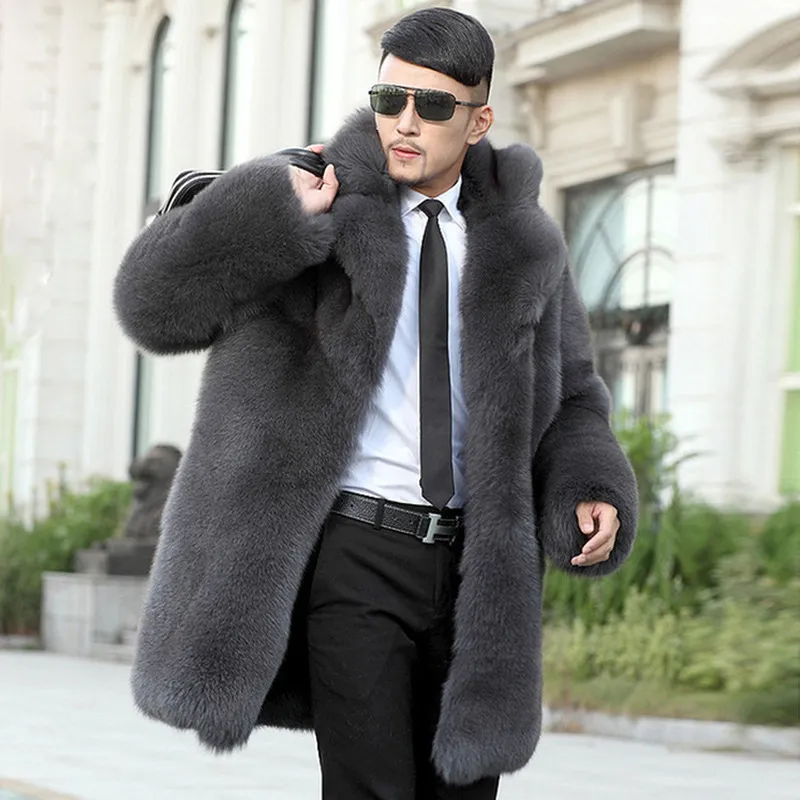 Fashion men's fur imitation long fur coat, long and man.