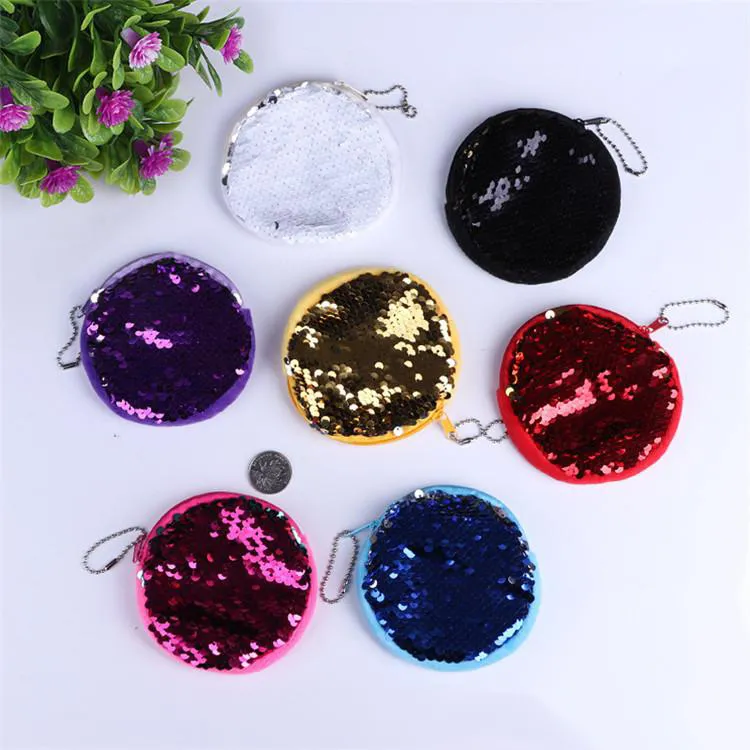 Hot Sale Double Sided Mermaid Sequins Small Purse Personlighet Cirkulär Noll Plånbok Bling Coin Purse