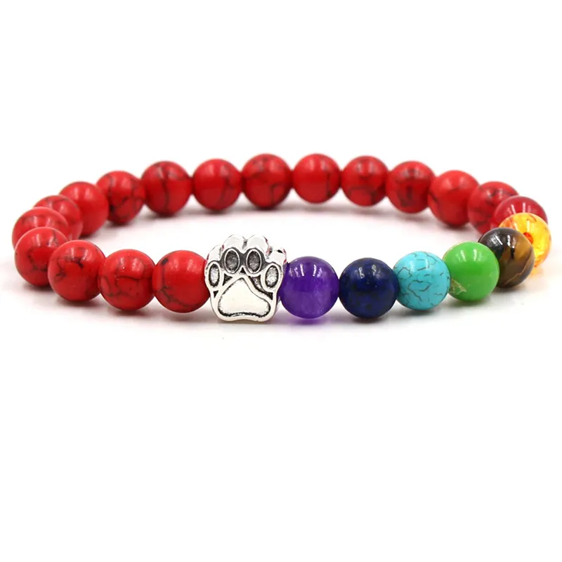 Bracciale di zampa per cani, in perline di pietra naturale, chakra