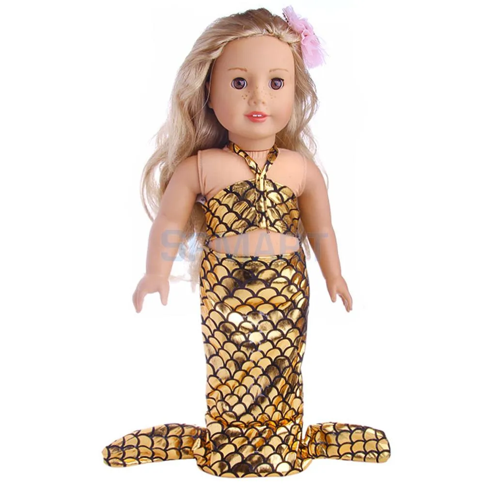 Abbigliamento bambole da 18 pollici Costume da bagno con coda di sirena Costumi da bagno 183939 American Girl Our Generation My Life Journey Doll Accessori9246488