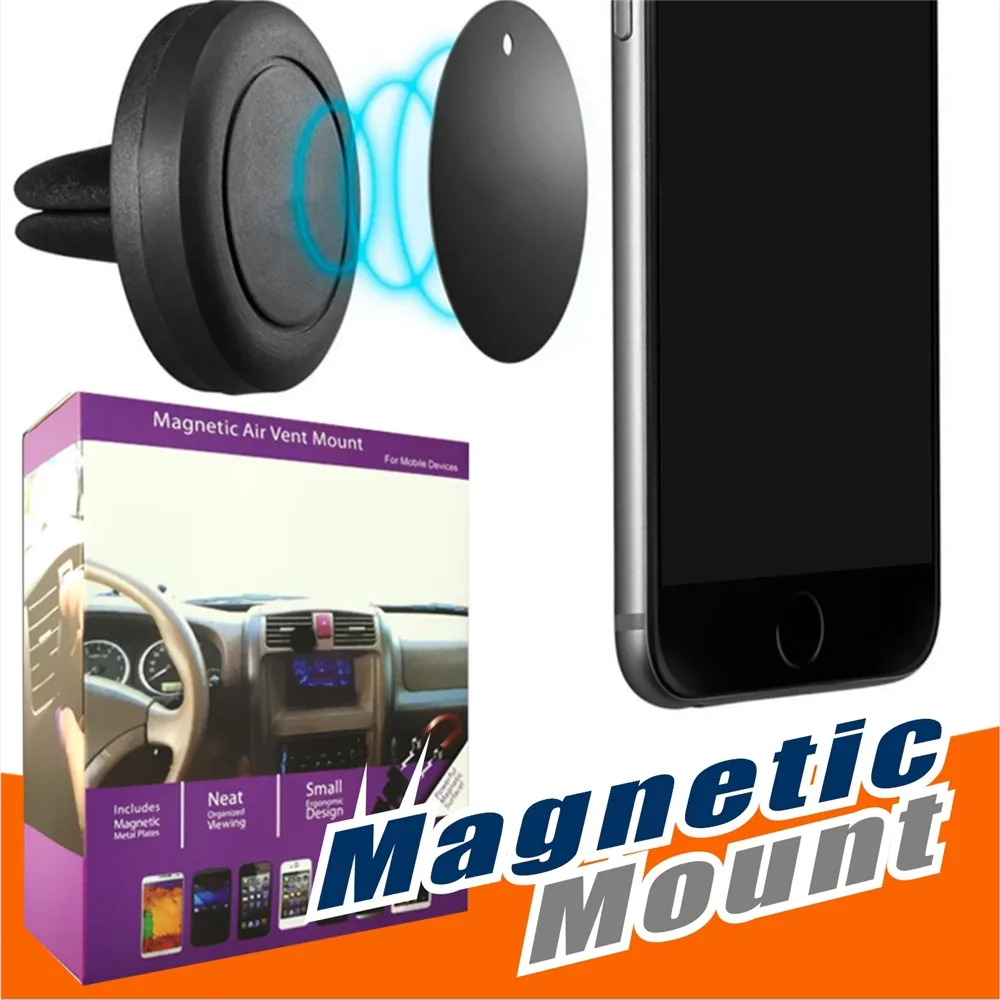 Car Mount Air Vent Supporto magnetico universale per telefono da auto per iPhone 6 6s One Step Mounting Magnete rinforzato Guida più facile e sicura