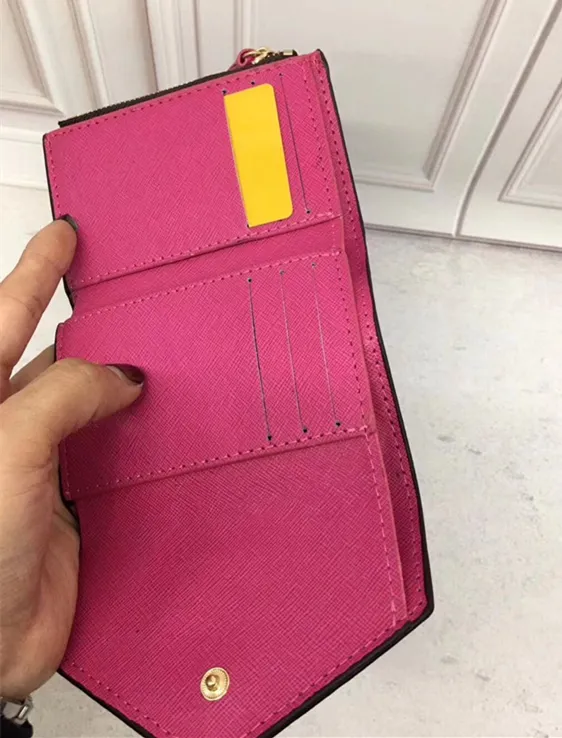 Klassisk dam plånbok handväska kvalitetslädertryckt dam kort plånbok godisfärgad väska 41938 dragkedja Victorine