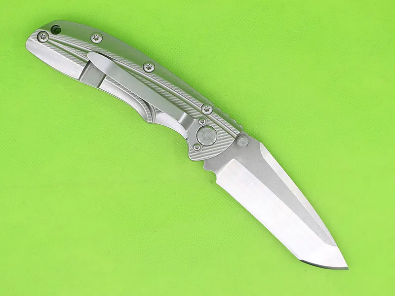 Allvin Tillverkning Flipper Folding Kniv 9Cr18 Satin Tanto Blade Stålhandtag Kullager EDC Knivar