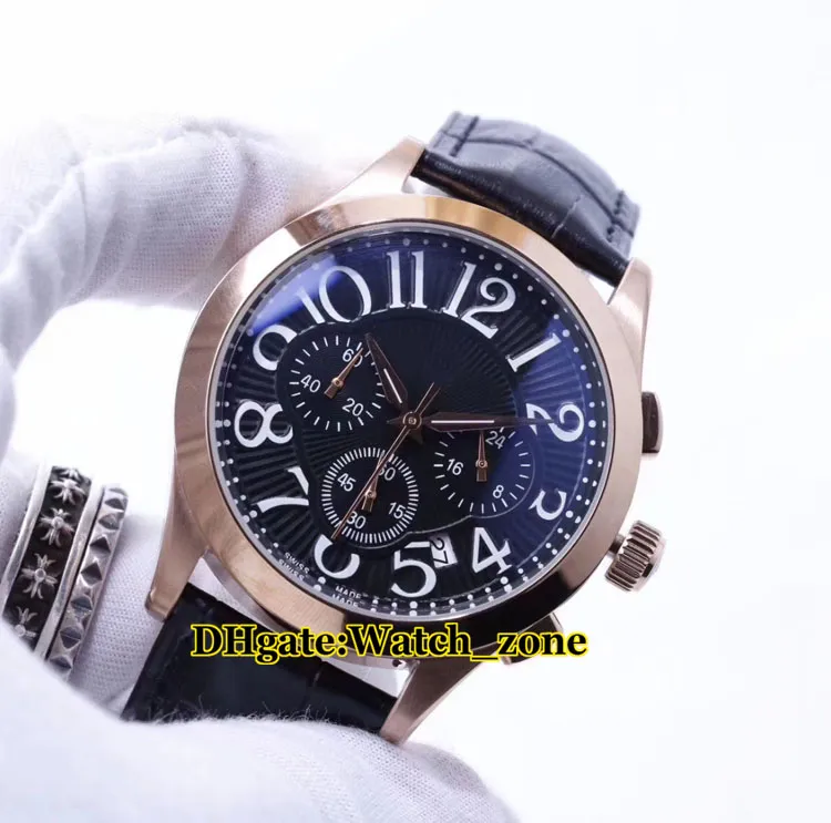 安く高品質の古典的なマスターコンプレッサーホワイトダイヤルクォーツクロノグラフメンズウォッチローズゴールドケースレザーストラップ腕時計
