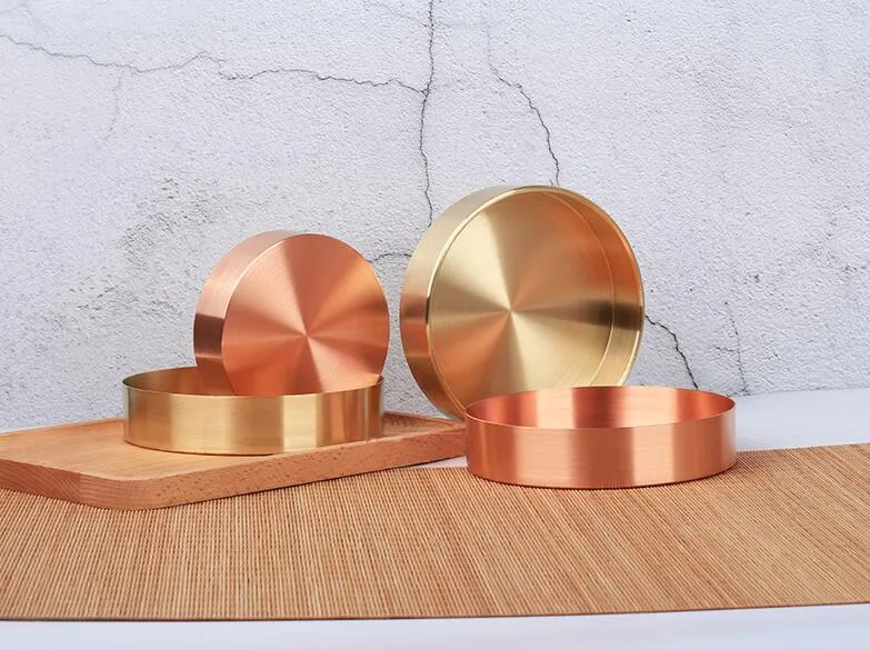 Nordic chic style metal copper pure copper round brass oval storage/tea tray gold Ins popular product decoration orname