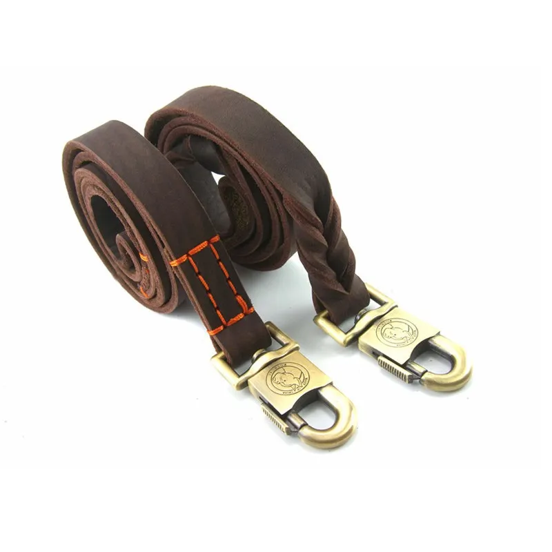 Hot Pet Supplies Soft Genuine Cowhide Pet Dog Leashes Medium Large Dog Leash Brown 3 Types