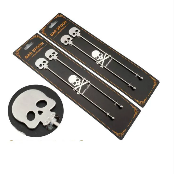 30er Set Lila Regen Cocktail Totenkopf 304 Geschirr Edelstahl Rührstab Cocktailbar Totenkopf Taro Kaffee Martini Rührgetränk Rührstab Barkeeper 2 Stück/Packung