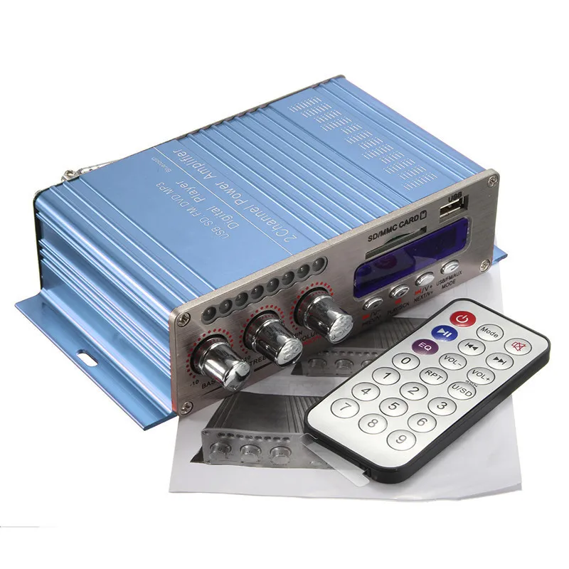 Livraison gratuite FM MP3 Audio MP3 Haut-parleur Voiture Bluetooth Amplificateur stéréo HiFi Lecteur 2 canaux
