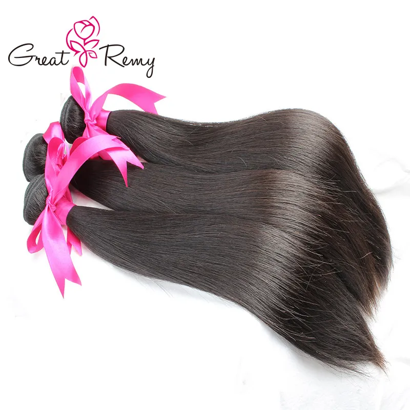 3-stcs/lot onbewerkte Braziilan maagdelijk haar weefsel rechte haar extensions bundels Peruaanse Maleisische Indiase Remy Hair Bundels inslag GREATREMY 8-34inch verkoop