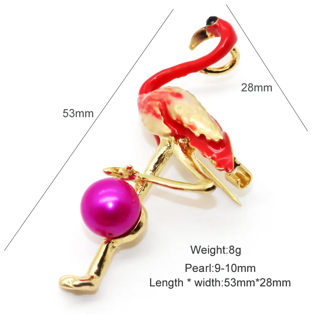 2018 Najnowsza Pearl Brooch Moda Design Red-Corowate Crane Słodkowodne Pearl Alloy Broszka