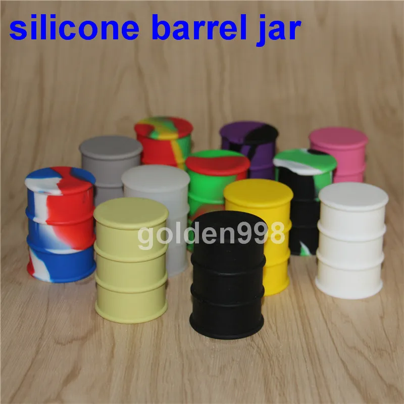 26ml Gıda Sınıfı Silikon Yağ Varil Konteyner Kavanozları DAB Balmumu Buharlaştırıcı Yağ Kauçuk Tambur Şekli Kap Silicon Kuru bitki Dabber Box8808188