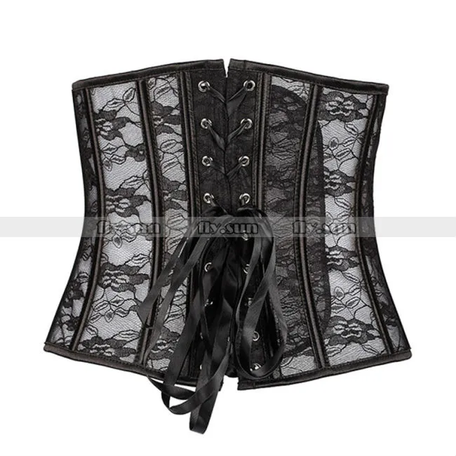 Black Lace Boned Waist Cincher Underbust Lace Bustier Corset Top With Laces  Up Waspie Bustier Steel Busks Basque Style In Sizes S 2XL From Seein,  $20.86