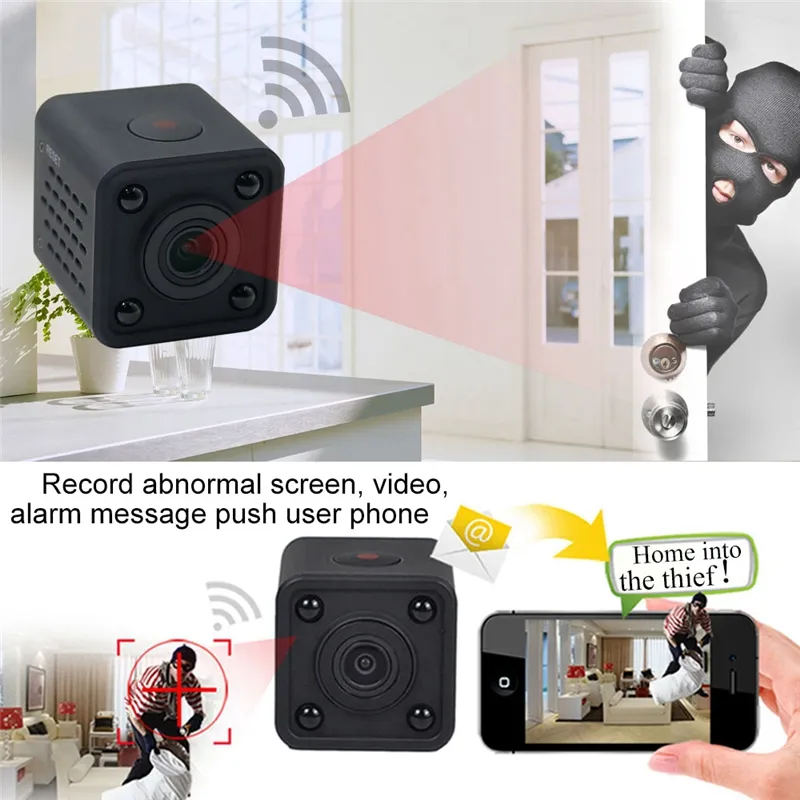 Trådlös WiFi Mini-videokamera Mini Pocket Camera HD 1080p Handhold Digitalkameror Bärbar DV-inspelare 120 graders vinkel Visa kamera HDQ9