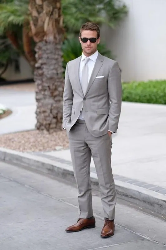 Mens light grey cheap wedding suits