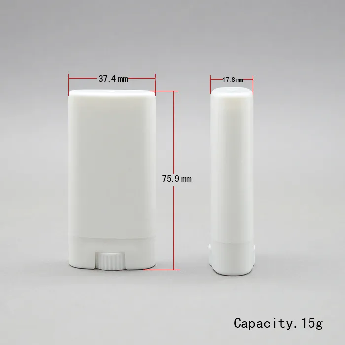 15g White/ Transparent Flat Empty Lipstick Tube DIY Lip Balm Tube with Big Volume Deodorant Tubes