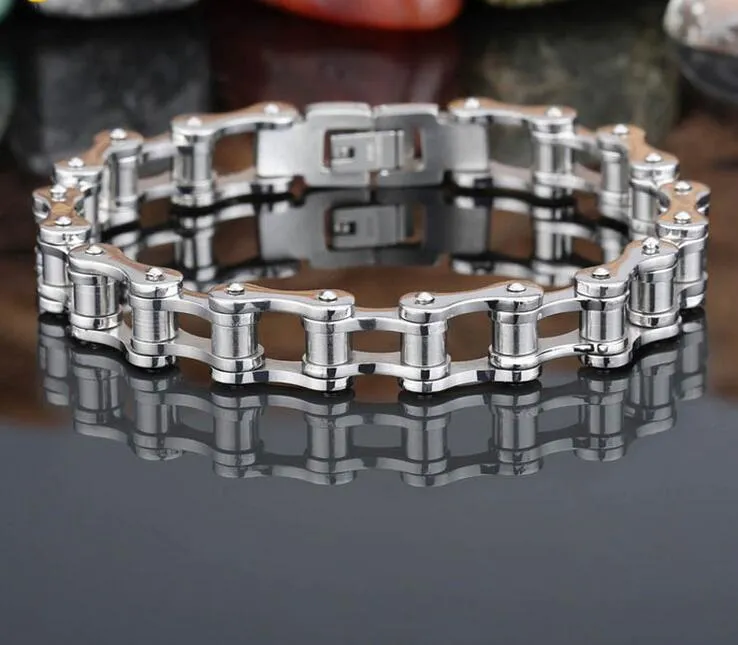 Fashion Stainless Steel gold Biker Bicycle Motorcycle Chain Bracelet Men Women titanium steel lover Bike Bracelets Bangles Jewelry229V