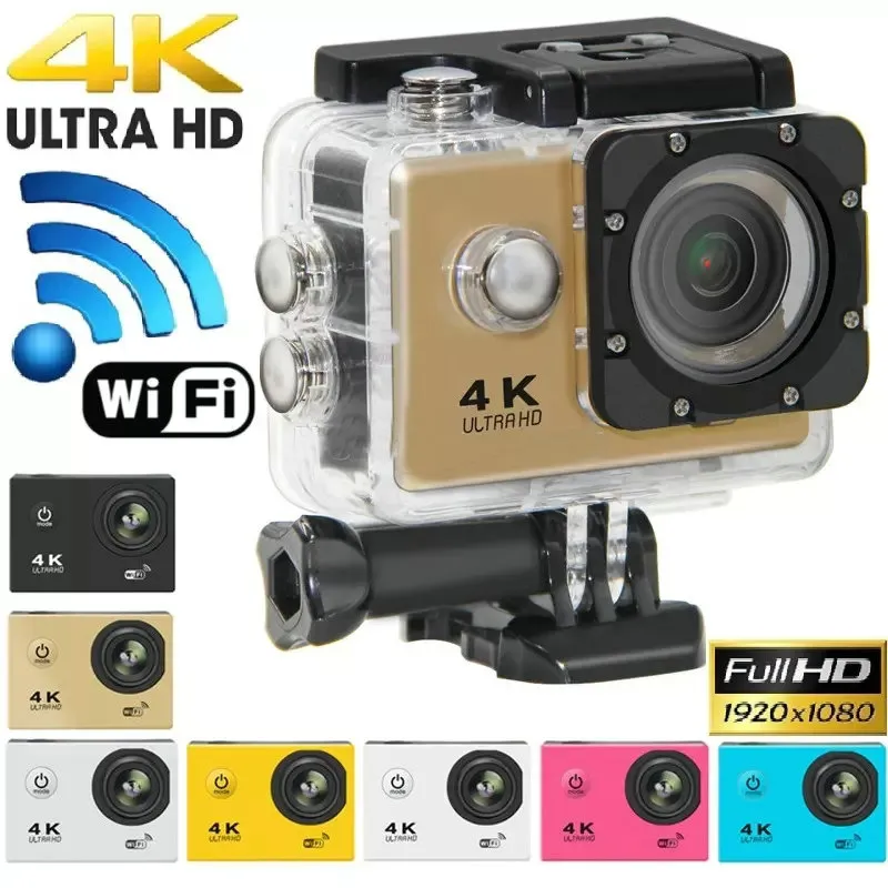 4K Ultra Hd Action camera F60 4K / 30fps 1080P sport WiFi 2.0 "170D Helmet Cam Fotocamera sportiva subacquea impermeabile con pacchetto di vendita al dettaglio JBD-M7