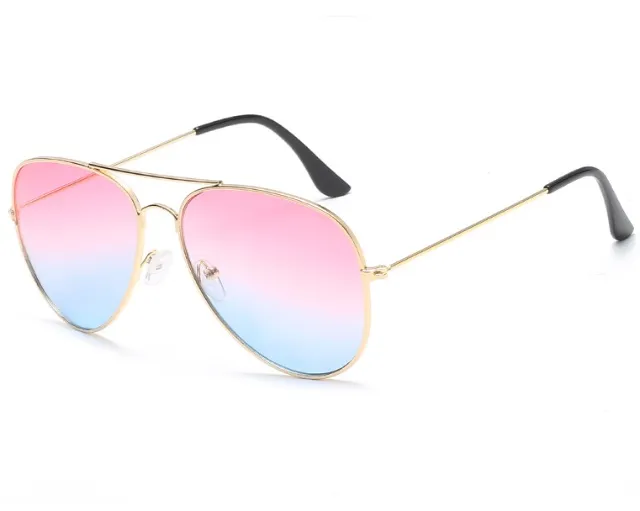 Colorful Summer Fashion Sunglasses Candy Colors Lenses Sweet Romantic Sun Glasses Metal Pilot Double Color Wholesale