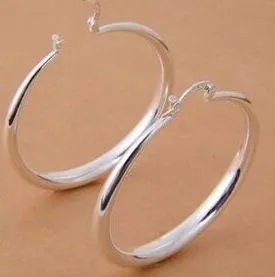 50mm Mode-sieraden Nieuwe 925 Sterling Silver Gold Hoop Oorbellen