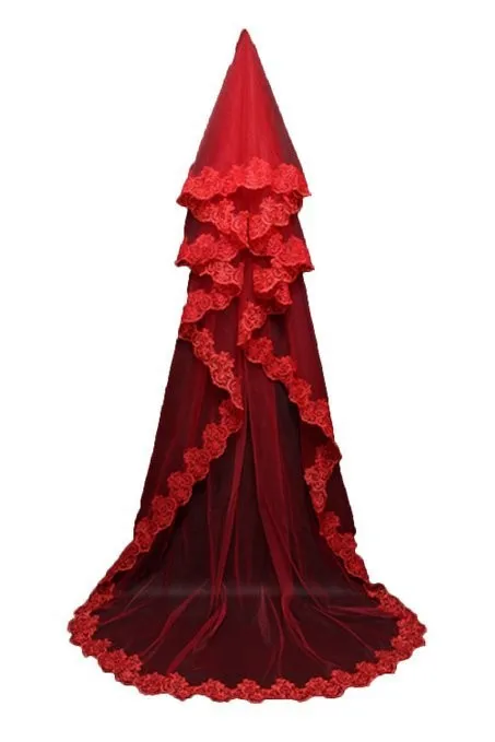 Stock lungo velo da sposa bordo applique 3 metri accessorio da sposa tulle bianco avorio velo da sposa