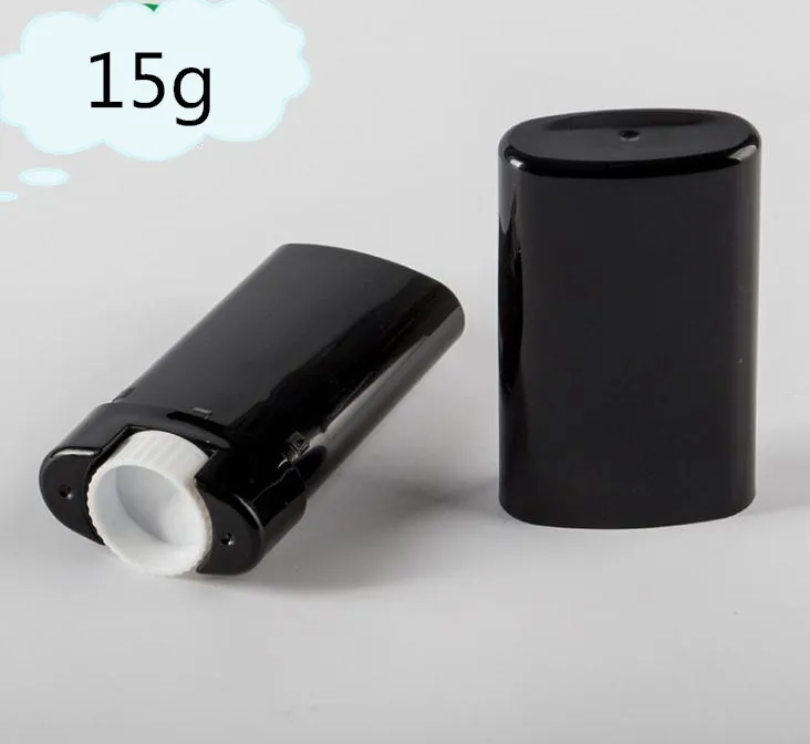 15g plastica vuota fai da te ovale balsamo labbra tubi contenitori deodoranti portatili rossetto nero moda tubi labbra fredde SN1390