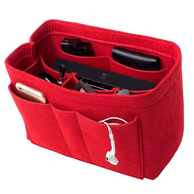 Filt (3mm) Tygväska Arrangörsinsats för handväska Tygväska, Multi Pocket Bag i Väska Arrangör för Tote Handväska Shaper. 3 storlekar