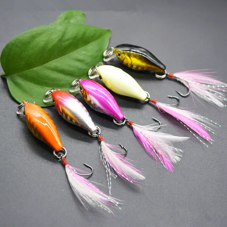 With Feather Jig Fishing Lure Crank Bait Single Hook Artificial
