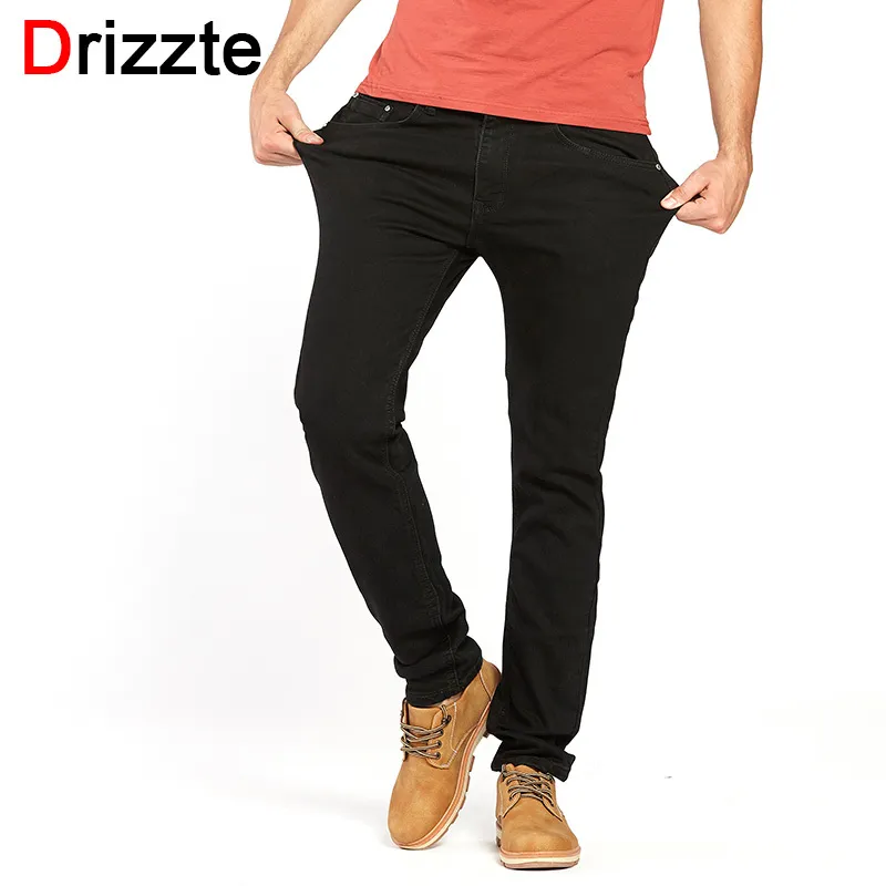 Drizzte Men's Jeans Black High Stretch Denim Märke Män Jeans Storlek 30 32 34 36 38 38 40 42 Byxor Byxor S913