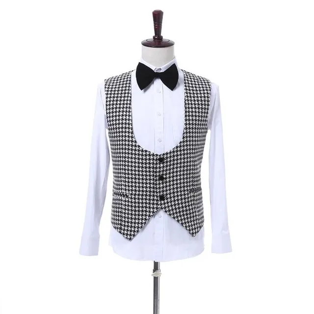 New Fashion Houndstooth Vests Cotton Herringbone British Style Mens