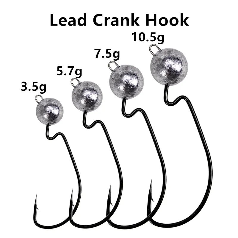 High Carbon Stainless Steel Fishing Fishhooks With Lead Head Crank